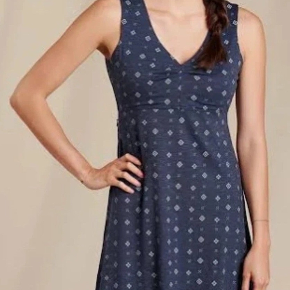 Toad&Co Rosemarie Navy and Light Purple Short Sleeve Jersey Knit Dress Size XS